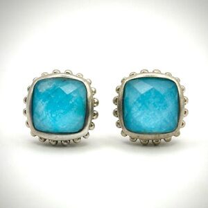 Lagos Silver Turquoise Quartz Doublet Stud Earrings